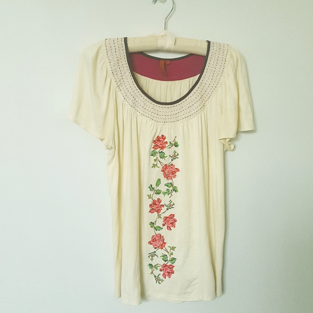 Vintage Anthro Rose Gallica Scoop Neck